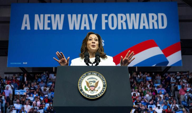 Kamala Harris giving a speech